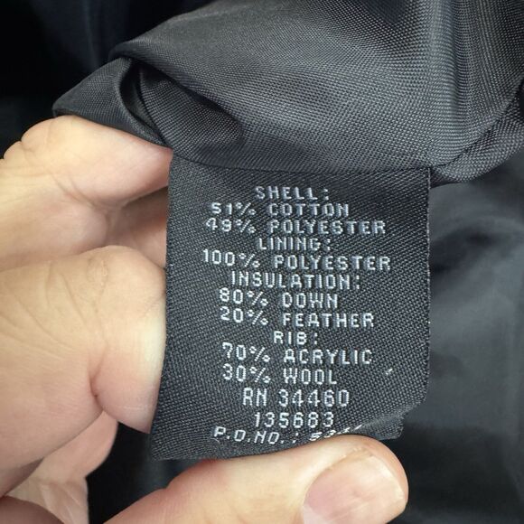 London Fog Parka Long Coat Knit Sweater Collar Black Down Filled Puffer Size L - Picture 5 of 11